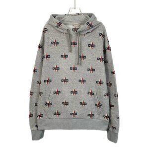 Moncler X Kith Gray Logo Hoodie M Cotton Blend Mens Casualwear